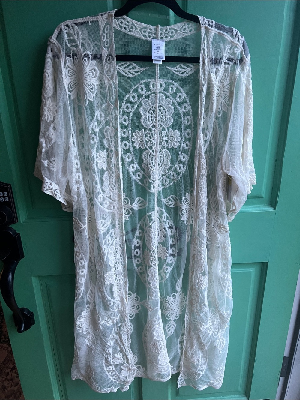 Source Unknown Cream Lace Sheer Cardigan Kimono size S/M